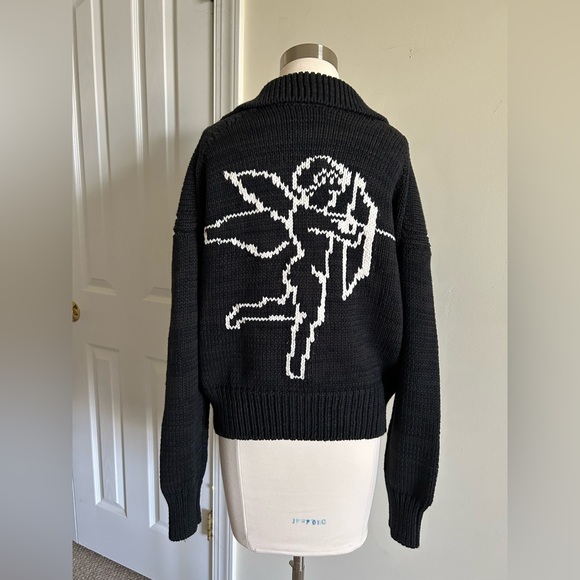 Anthropologie Maeve Collared V-Neck Cardigan Sweater graphics size S - Picture 4 of 10